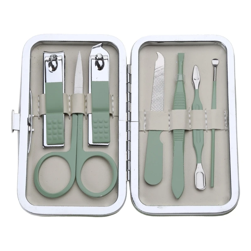 

7 in 1 Manicure Set Carbon Steel Professional Pedicure Scissors Grooming with Leather Travel for Case Drop Shipping