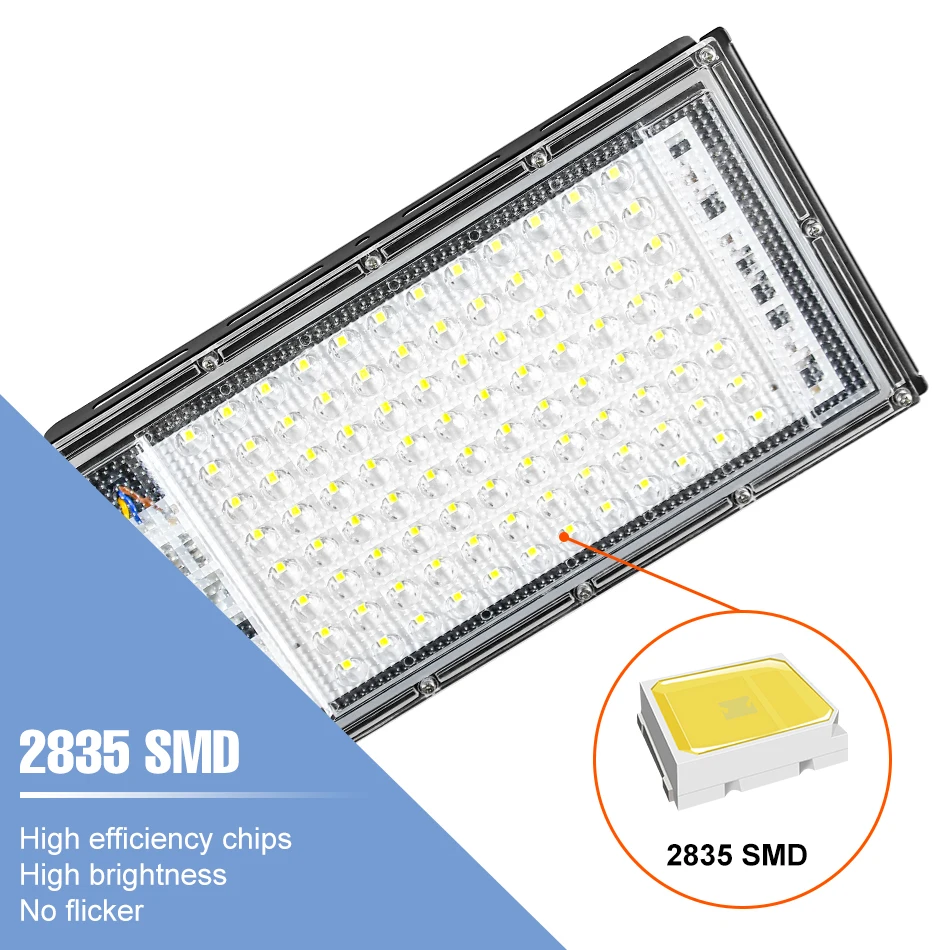 LED 슈퍼 밝은 투광등 IP65 방수 가로등 220V 야외 외벽 장착 조명 대면적 조명 100W 50W