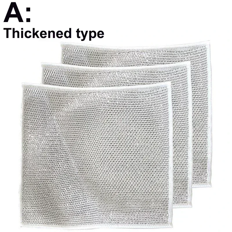 thumbnail image 1 of Paño de limpieza de alambre de acero de 20 cm, doble capa, antiadherente, para aceite, plancha, trapo de cocina, sartén, olla, paños de cocina, paños de mantelería, trapos de cocina, 1 of 5