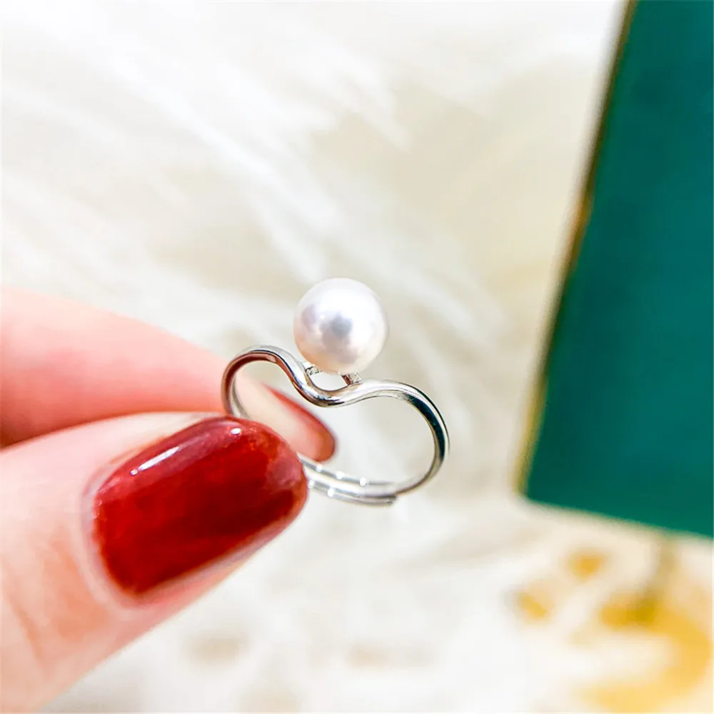 

DIY Pearl Small Accessories S925 Sterling Silver Jewelry Light Plate Gold Silver Ring Empty Holder Suitable for 7-9mm Beads
