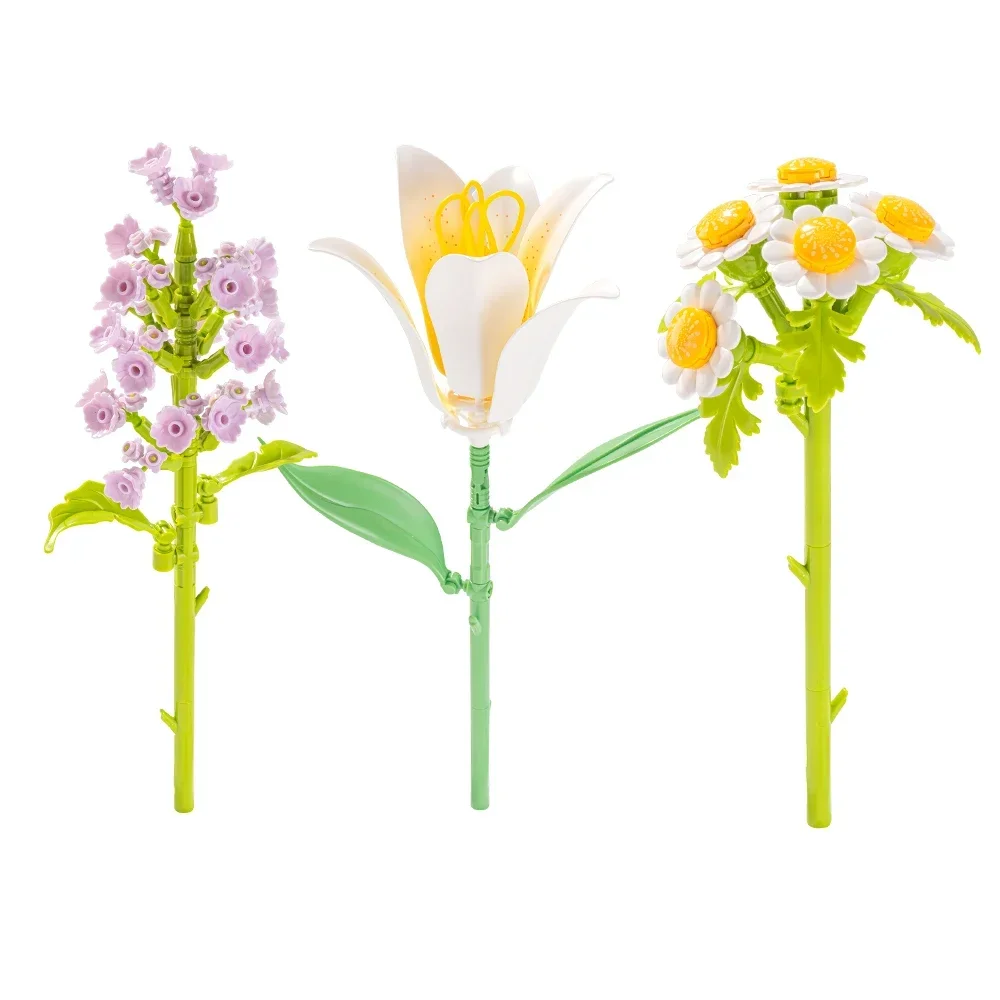 2025 Nuovi blocchi di costruzione Idee MOC Bouquet romantico Tulipani Fiore di rosa Mattoni Decorazione della casa Giocattoli Regalo creativo fai da te  26