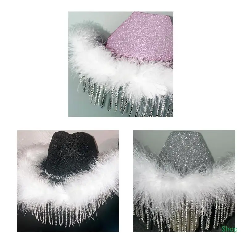 

Dropship Summer Brim Cowboy Hat for Bride Cosplay Wedding Party Taking Photo Hat