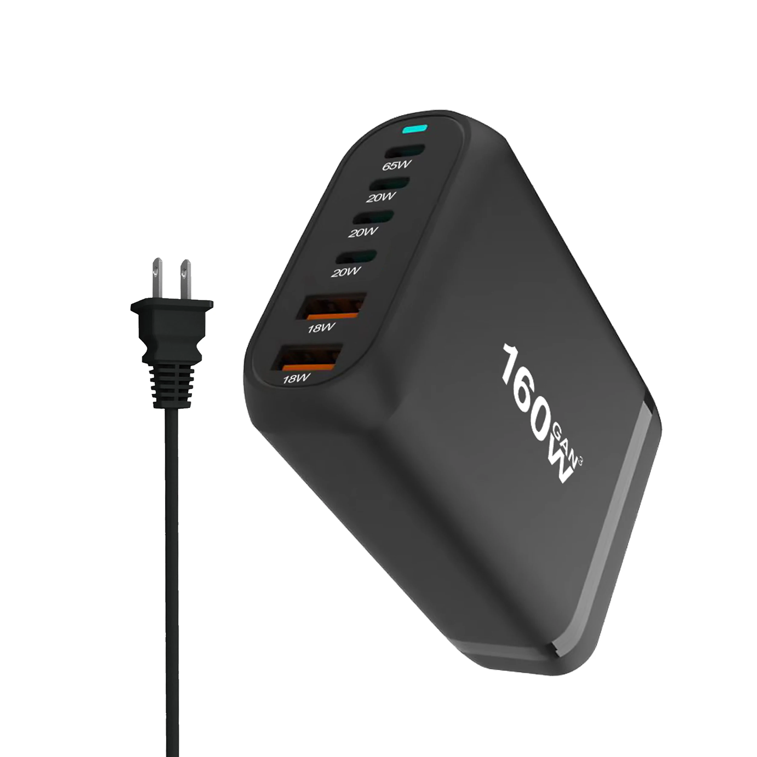 Gan 고속 충전 3.0 USB 타입 C 고속 충전기, 모바일 6 포트 USB 타입 C PD 충전기, 휴대 편리한 태블릿 충전기, 160W