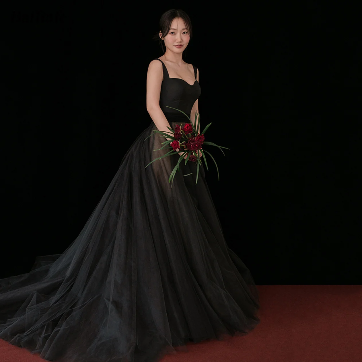 

Bafftafe Black A Line Tulle Korea Women Evening Prom Dresses Bride Wedding Photo Shoot Dress Formal Occasion Gowns 프롬드레스 2024