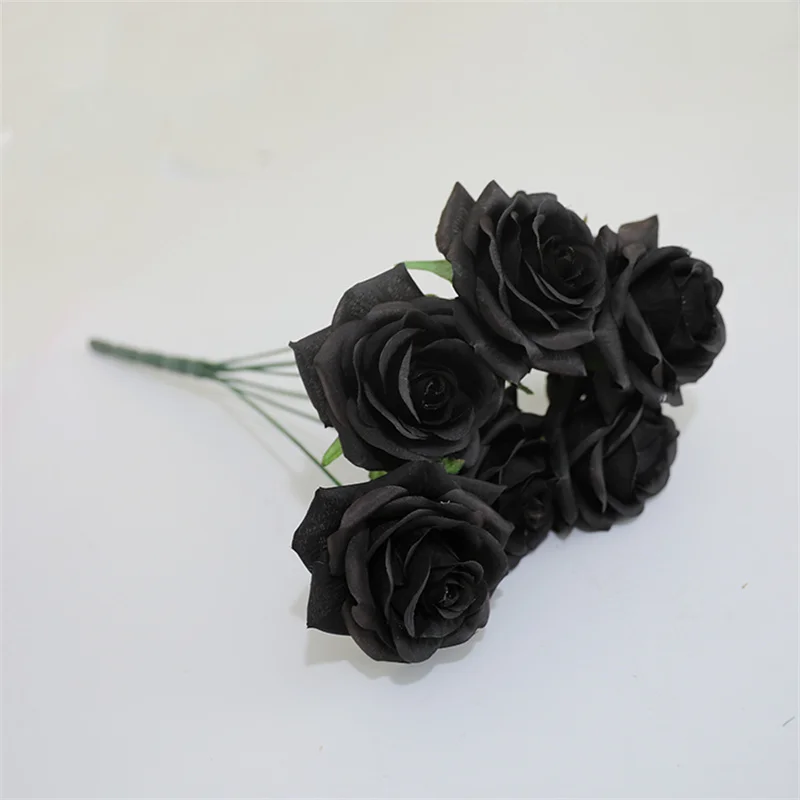 10pcs/lot 45cm Artificial Black Rose Flower Halloween Gothic Flowers  Wedding Home Party Fake Flower Dcor - Artificial Flowers - AliExpress