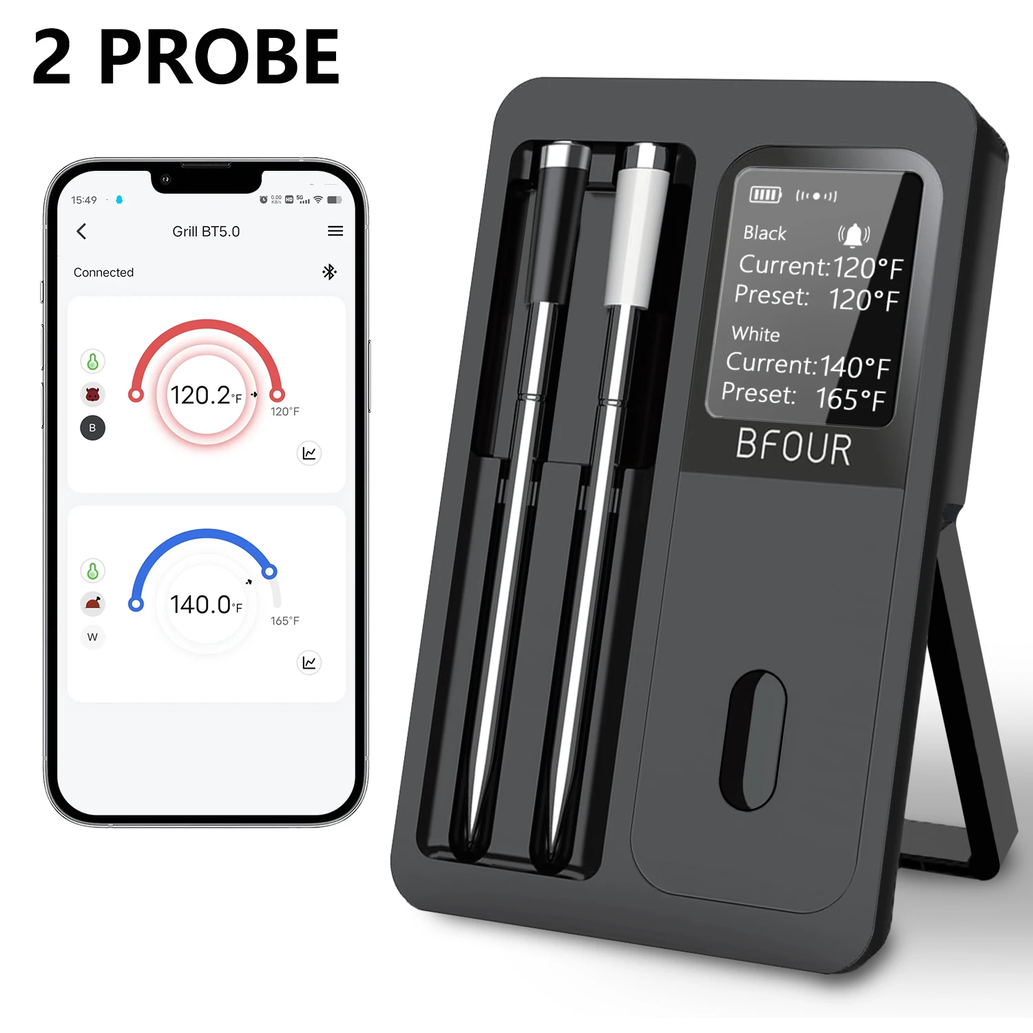 Wireless Bluetooth Meat Thermometer IP67 Waterproof Probes with LCD Screen thumbnail 1