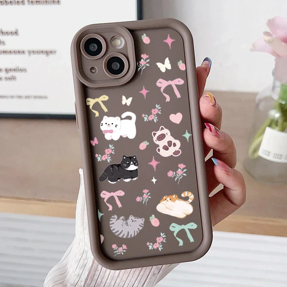 Cartoon Cat Soft TPU Wrist Chain Lanyard Phone Case