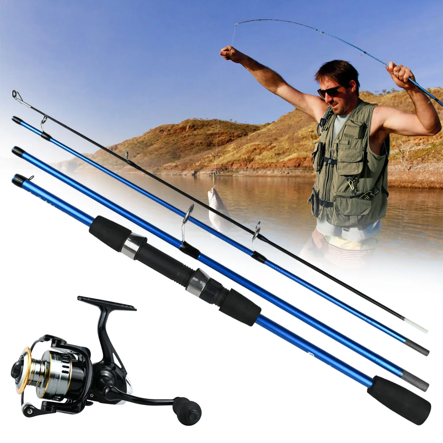 Fishing Rod And Reel Combo Set - 2PCS 6.89ft Collapsible Carbon Fiber Rods With Spinning Reels Fishing Lures Carrier Bag For Travel Saltwater Freshwater Complete Fishing Pole Kit For Anglers P 360039914 - View #7