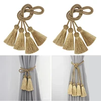 1Pair Tassel Curtain Tieback Room Accessories Curtain Buckle Holder Rope Handmade Weave Tassel Fringe Bandage Home Decoration 2