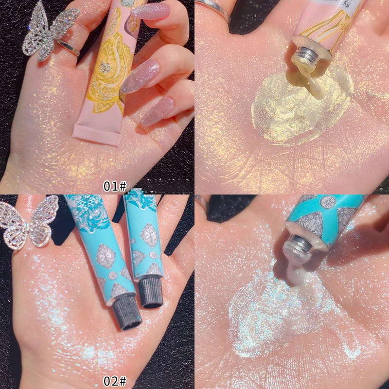 1pcs Diamond Glitter Highlighter Cream Makeup Face Contour Glow Body