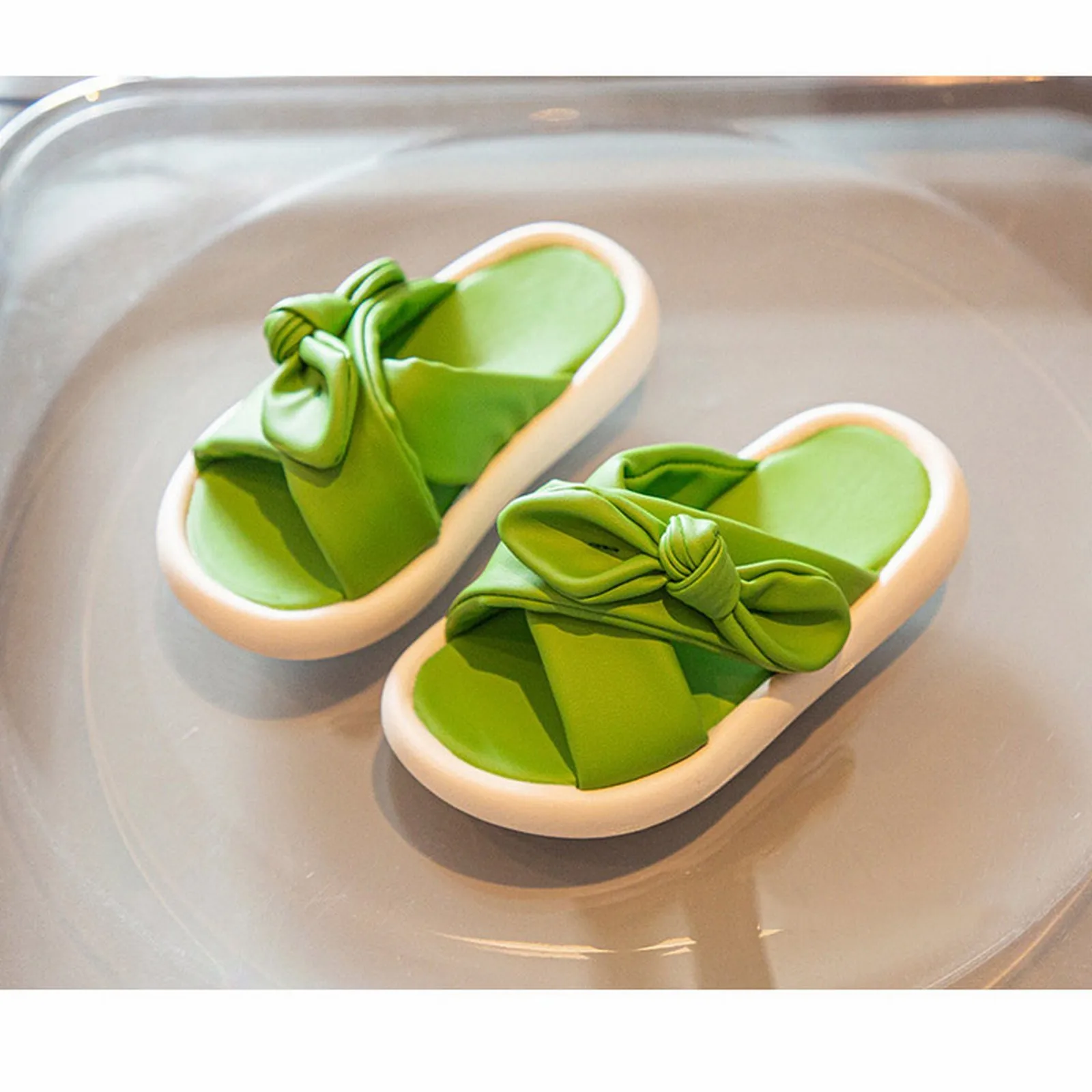 

New Anti-Slip Soft-Soled Slippers Candy-Colored Bow Princess Shoes Summer Outdoor Cute Bow Slippers
