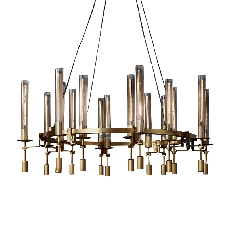 

All copper simple American chandelier creative designer glass guest restaurant sample room hotel club villa chandelier