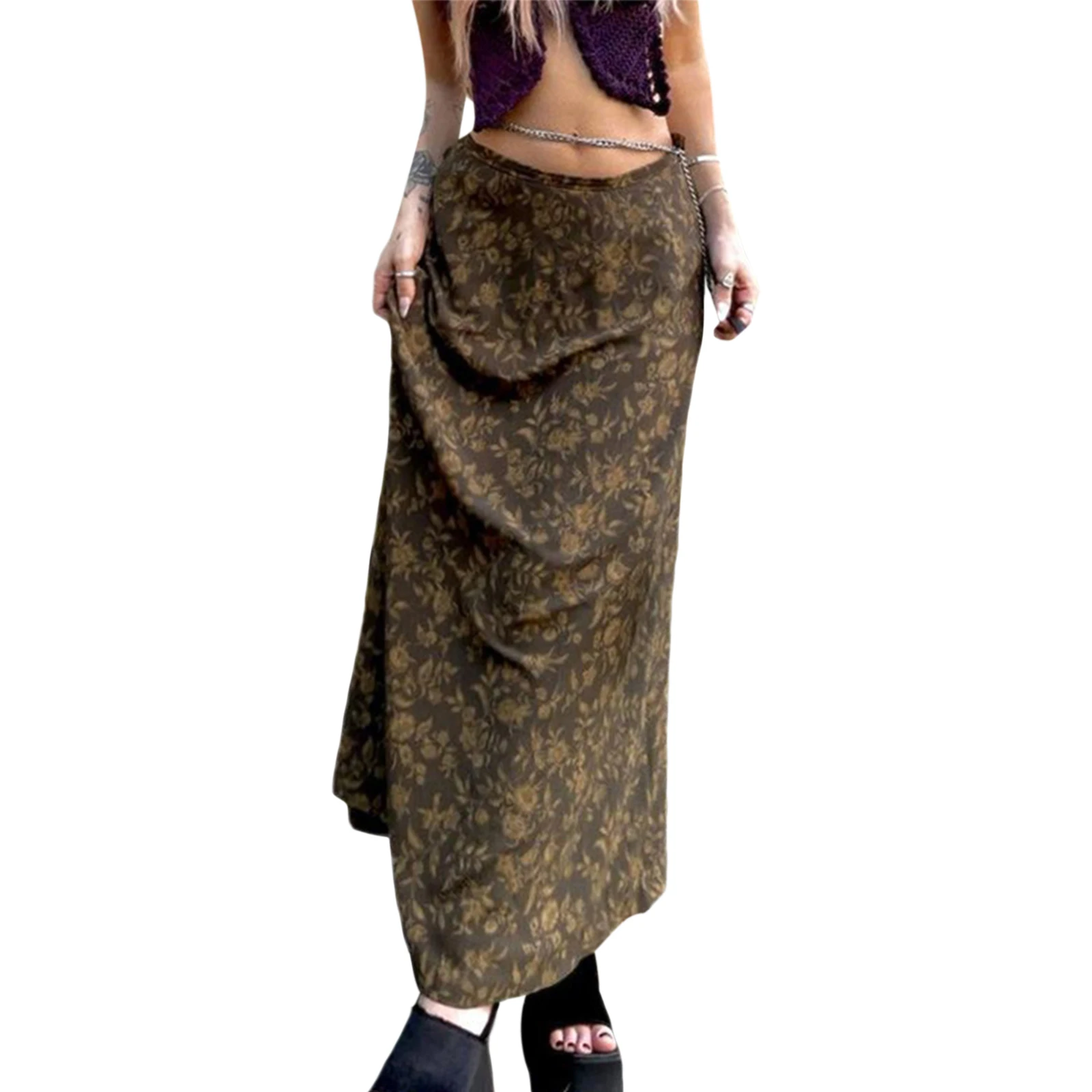 Women's Retro Half Skirt Print Retro Straight Comfortable Summer Spring Street Party Long Skirt 1