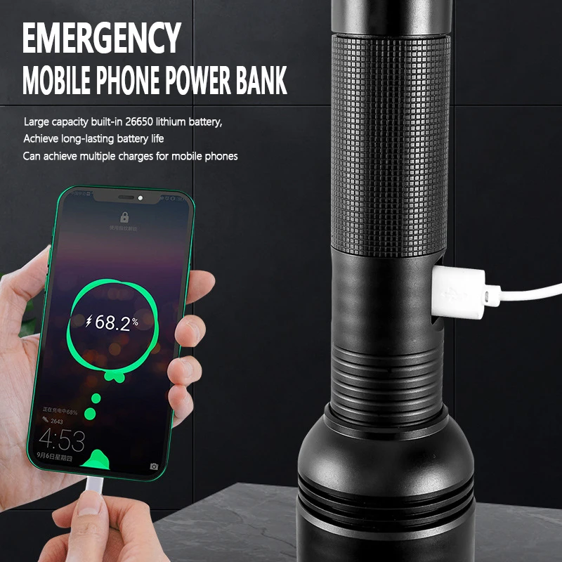 LiitoKala LF-2208 26650 손전등 캠핑 하이킹 비상용 고용량 강력한 LED 토치
