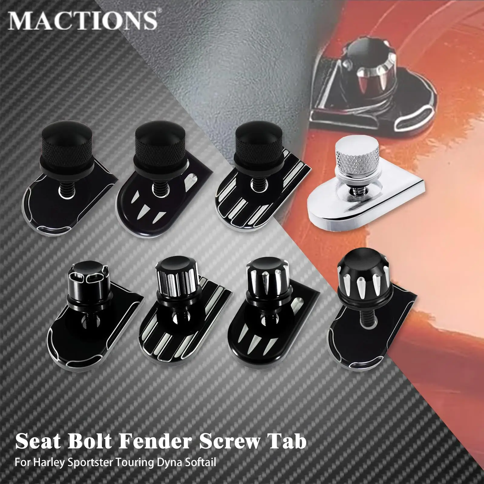 Motorcycle Rear Seat Bolt Tab Screw Mount Knob Cover Kit Aluminum Cnc For 96-17 Sportster Cvo Touring Softail I.381775630 - View #2