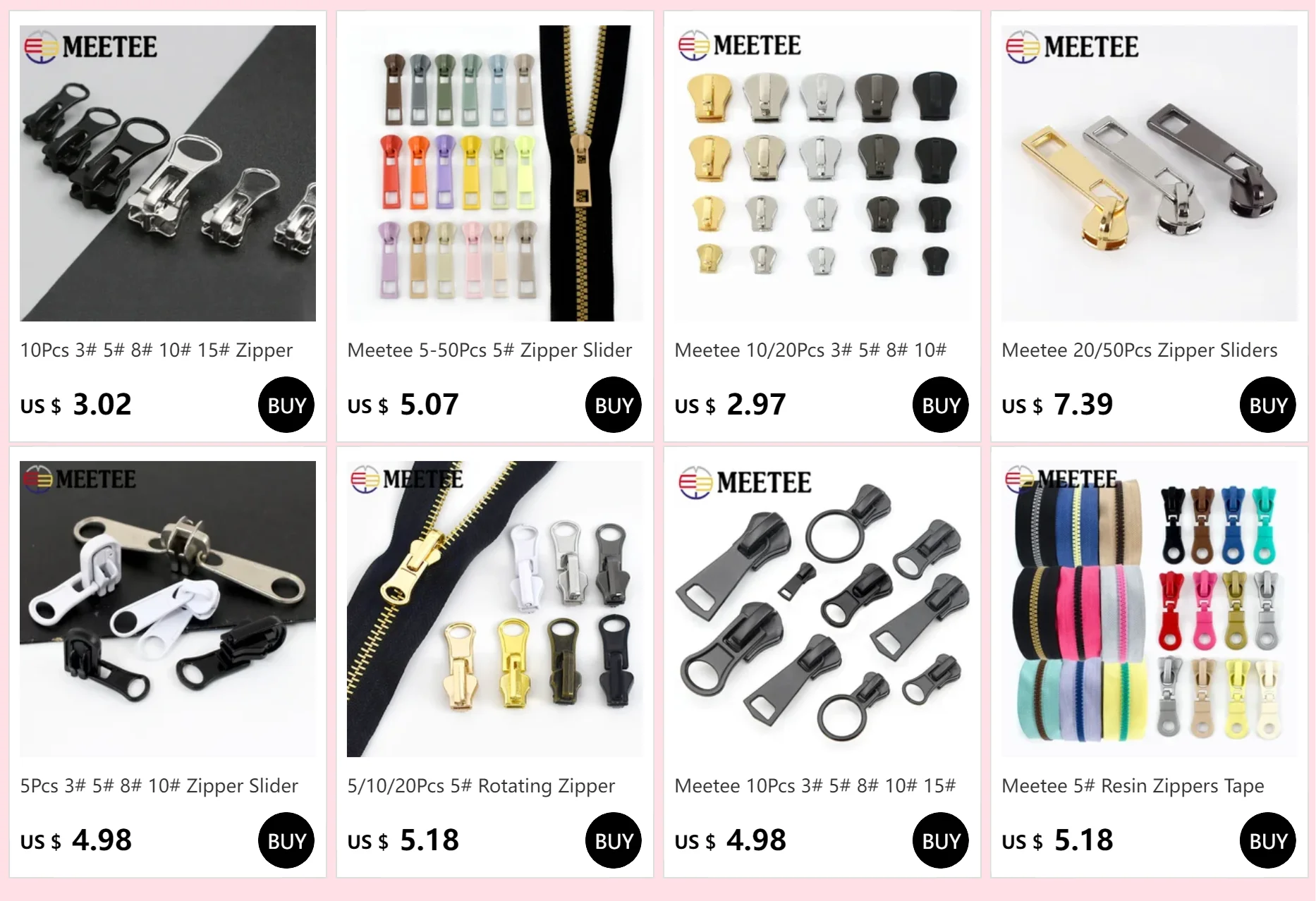 Description Picture 3 of item10Pcs 3# 5# 8# 10# 15# Zipper Sliders for Resin Zips Black Silver Zippers Slider Pull Luggage Tape Zip Puller Lock Head Kitting