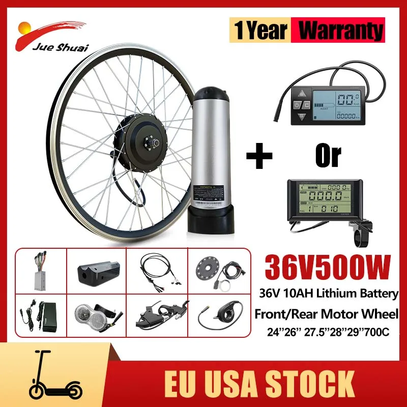 

Ebike Kit Conversion With Battery 10AH 250W 500W Front Rear Motor Wheel Electric Bike Conversion Kit for 26''27.5'29''700C Ebike