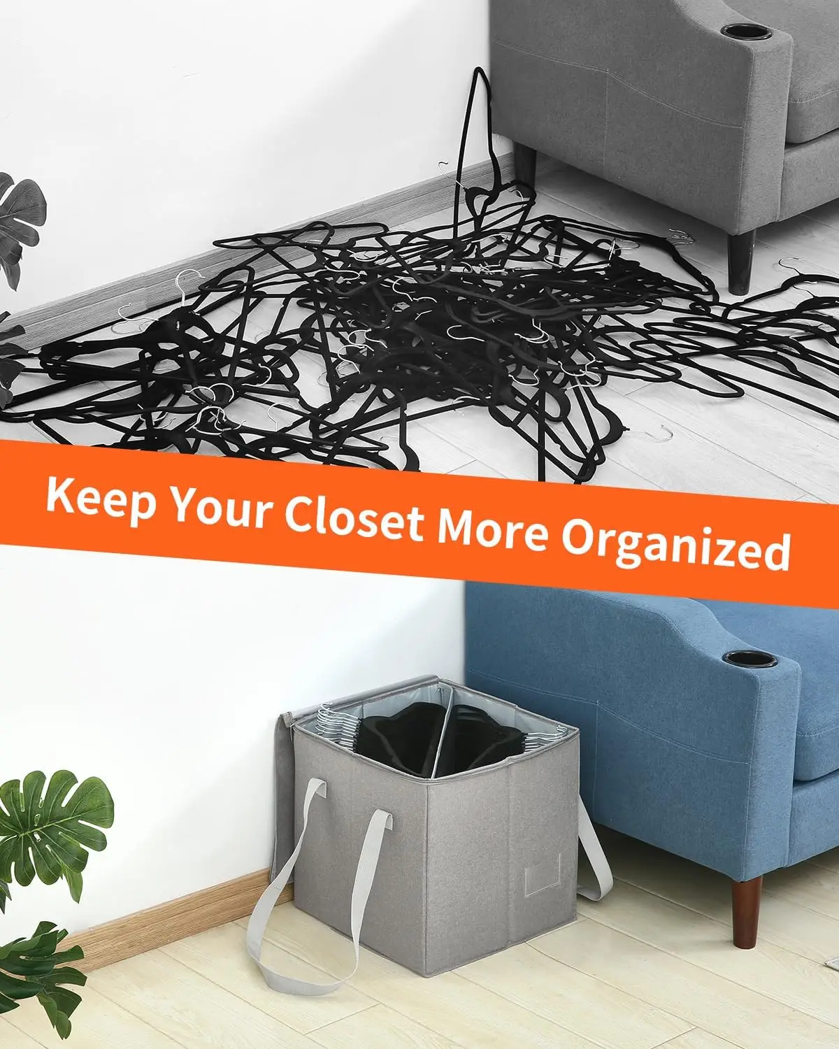2 Pack Clothes Hanger Organizer Bag-Rigid Storage Containers with Lid for Dustproof 6