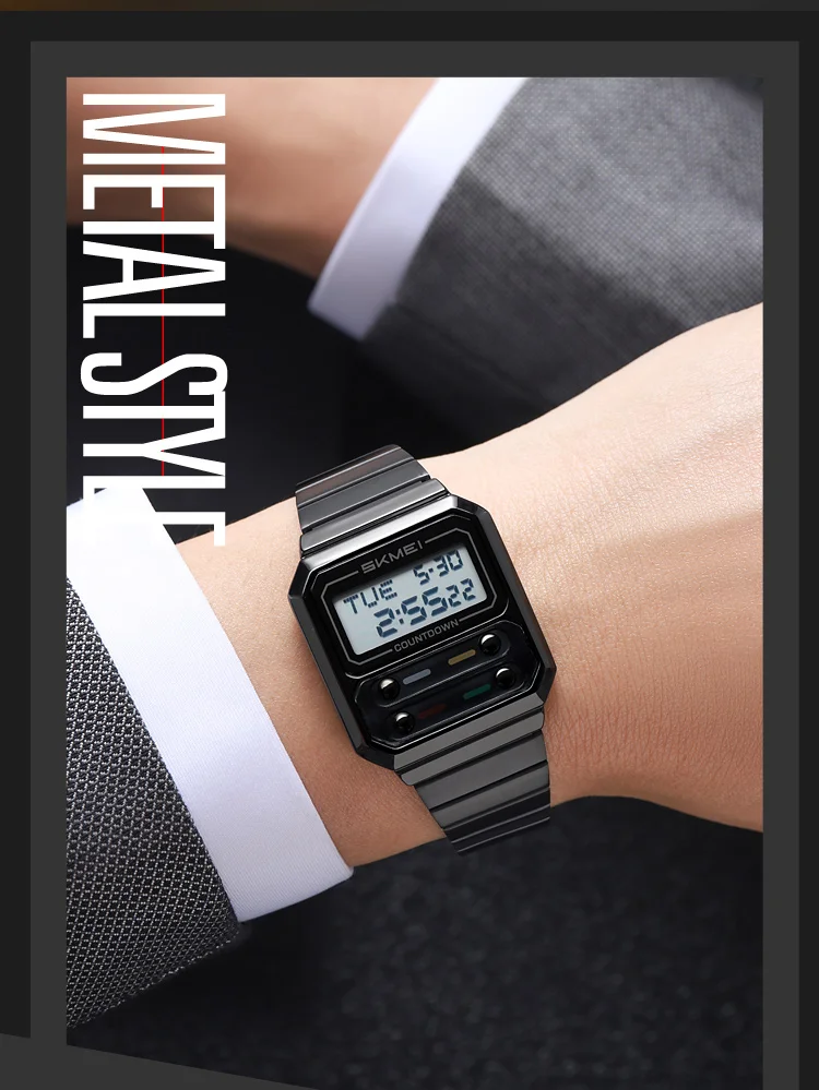 Orologio da polso cronografo impermeabile per studenti, semplice, da uomo, retrò, di lusso, digitale, elettronico, per donne_voghion.com