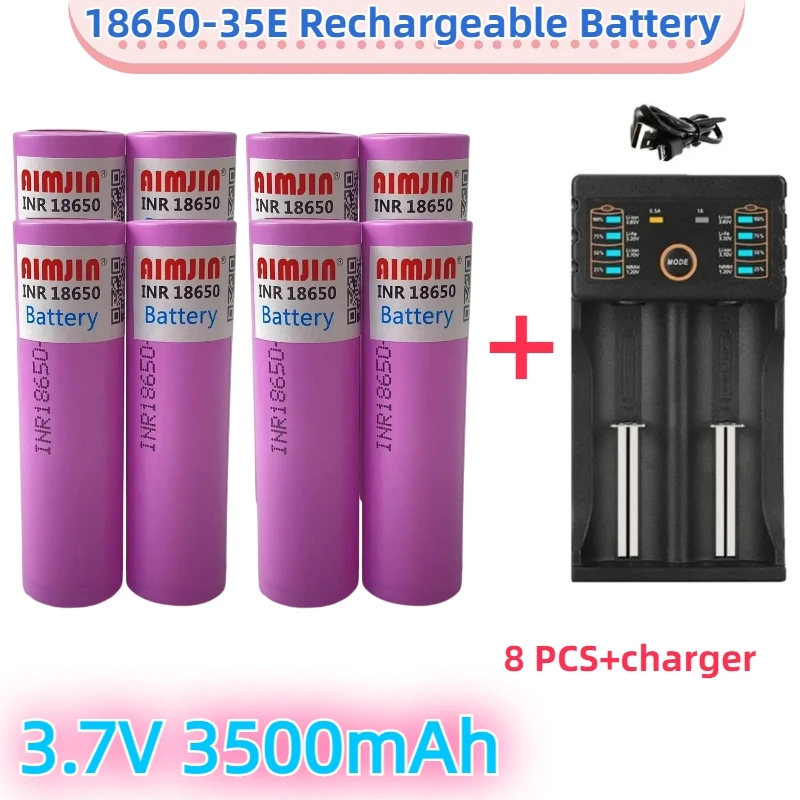 Batteria 3.7V 3500Mah 18650 Per Samsung 35E Inr 18650 20A Batteria Al Litio Lon Sostituzione Batteria Esterna + Caricabatterie