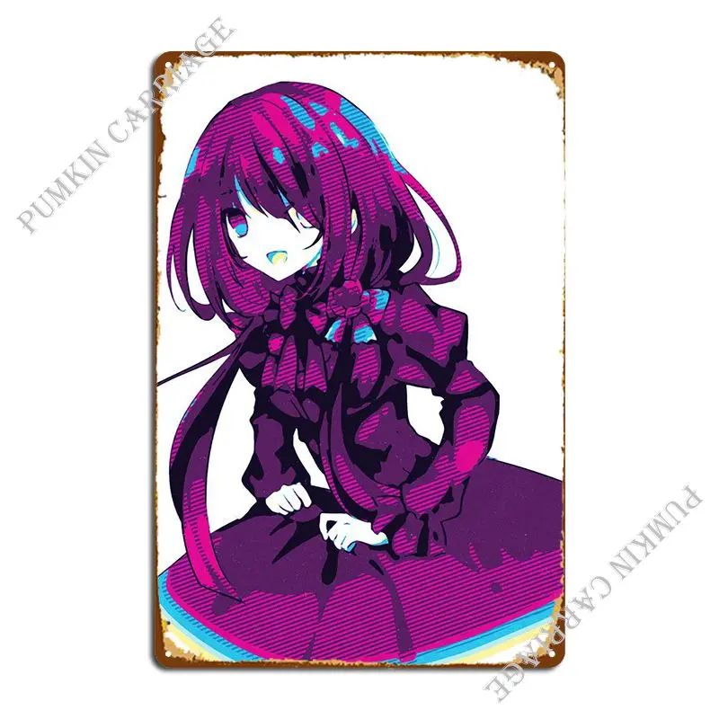 

Металлический плакат Tokisaki Date A Live, настенный декоративный настенный плакат в виде пещеры, Настенный декор, Настенная роспись, жестяной плакат