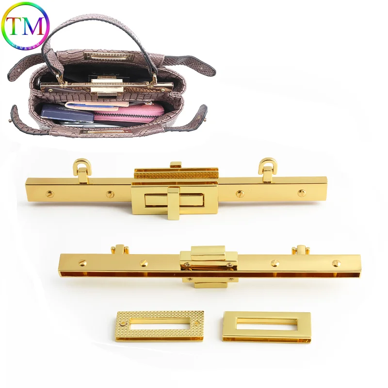 Gold Zinc Alloy Rectangle Hanger Clasp Locks Kit For DIY Craft Handbags Purse Bags Crossbody Bags Buckles Hardware Accessories