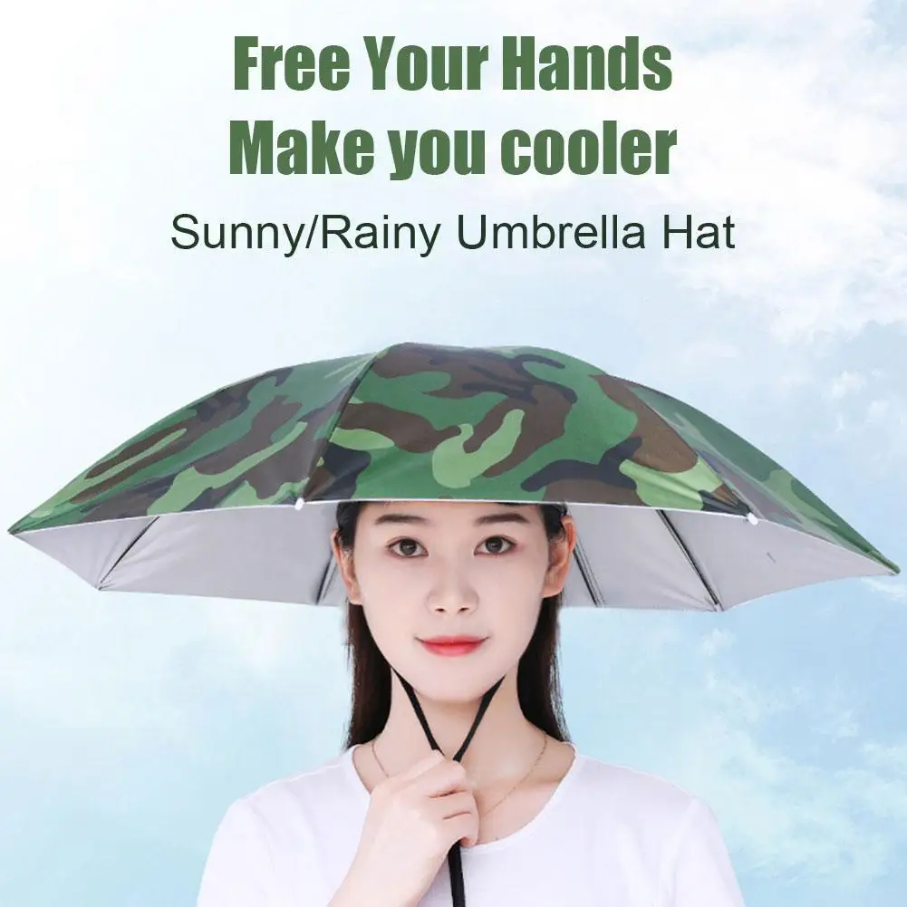 Umbrella Hat Windproof Fishing Head Wearing Sunshade Rain Gear Outdoor Folding Portable Umbrella Camping Beach Head Hats fully automatic men folding rain umbrella portable rain sunny umbrella windproof waterpoof three folding uv sun protection b