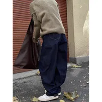 Women's Retro Wide Leg Baggy Denim Trouser Harajuku Washed High Waist Loose Jeans 2024 Autumn Casual Japanese Solid Color Pant 2