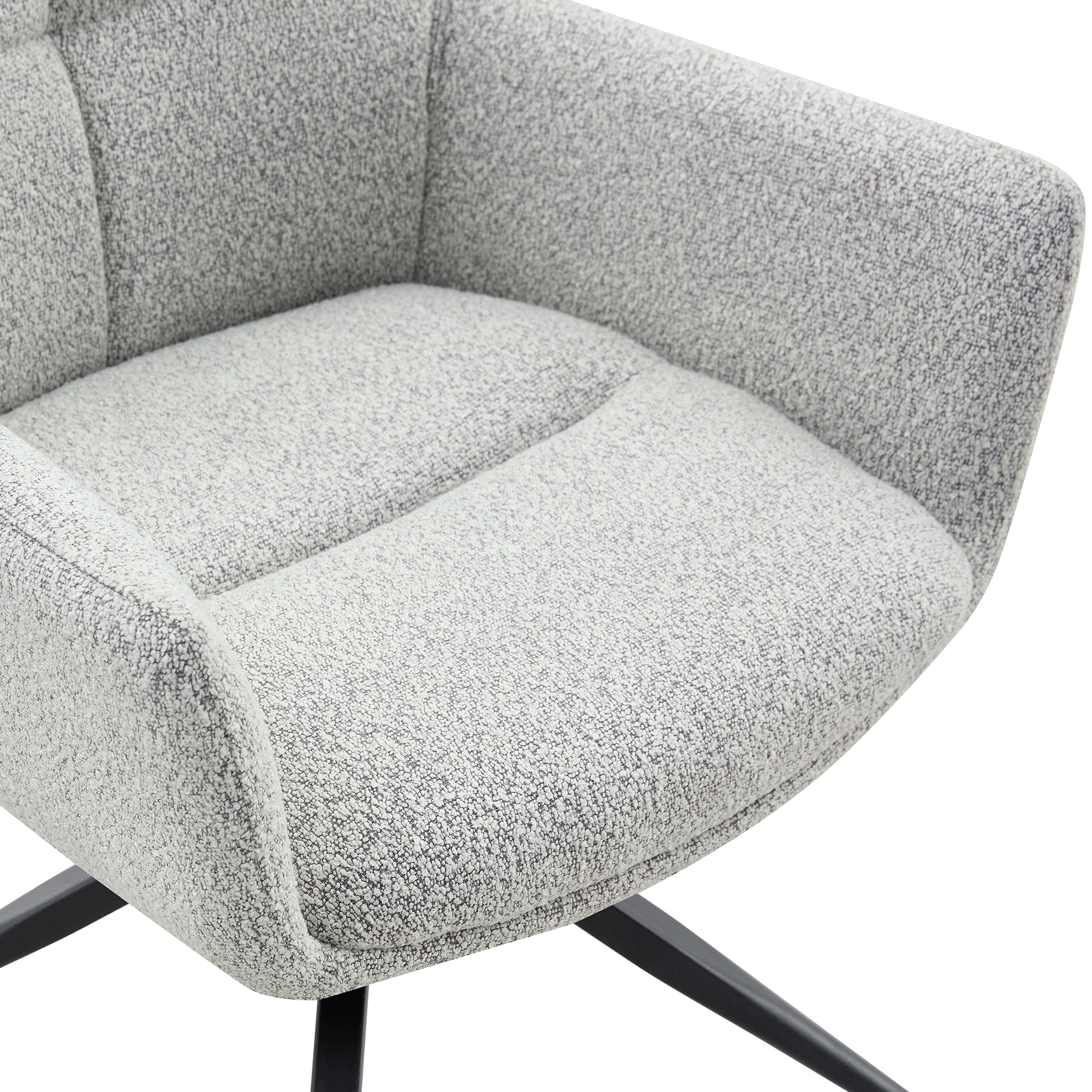 2er-Set] European 360 ° Drehbarer Polsterstuhl: Hellbeige-grauer Stoff + schwarz lackierte Metallbeine, atmungsaktiv und bequem – Detail 15