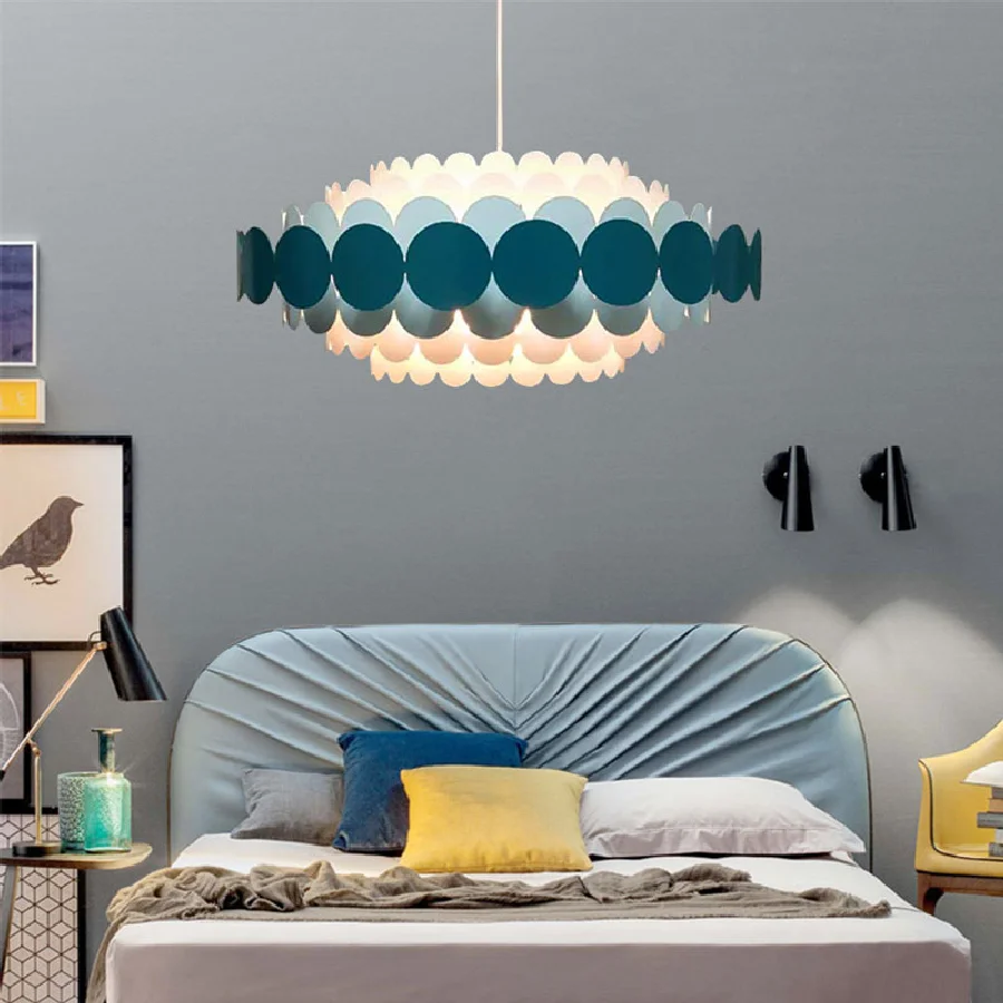 

Modern chandelier round shell chandelier living room bedroom blue / red / black chandelier bedroom bar lighting indoor lighting