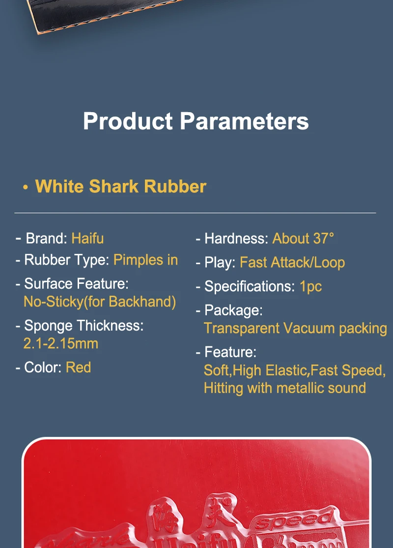 Description Picture 4 of itemHaifu Sticky and No-Sticky Table Tennis Rubber Pips-in  ITTF Approved Internal Energy Fast Attack New Ping Pong Rug for Training