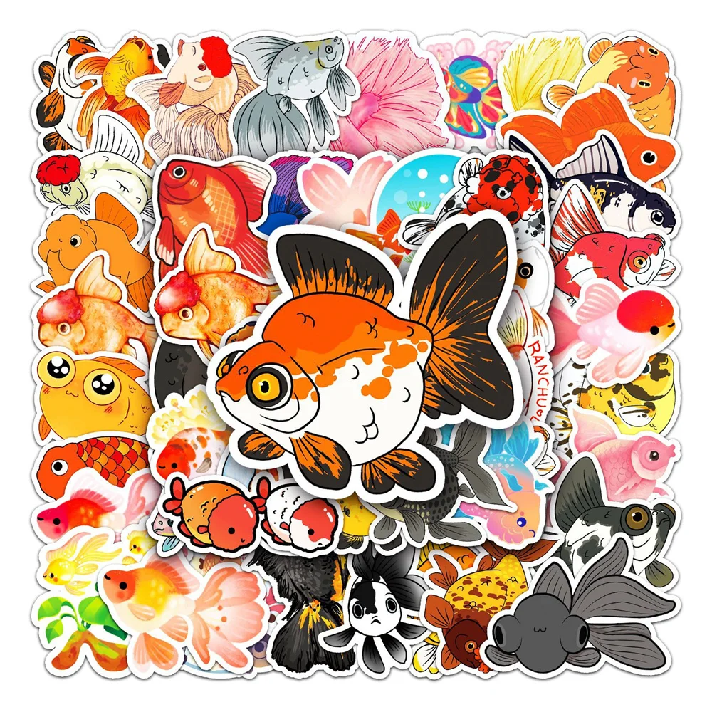 

10/30/50PCS New DIY Goldfish Cartoon Personality Creative Computer Desk Water Cup Chair Decoration Waterproof Sticker Wholesale