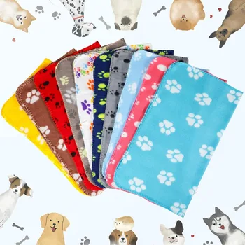 10 Pieces Pet Blankets with Paw Print Dog Cat Fleece Blankets Soft Warm Sleep Mat Pad Bed Cover for Kitten Puppy and Other Smal 5
