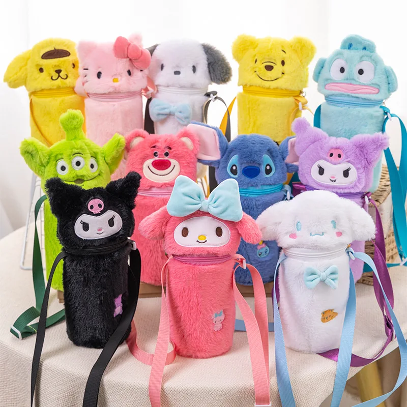 

New Kawaii Sanrio Kuromi My Melody Cinnamoroll Kitty Cute Cartoon Plush Cup Sleeve Glass Protector Anti-Drop Cup Sleeve