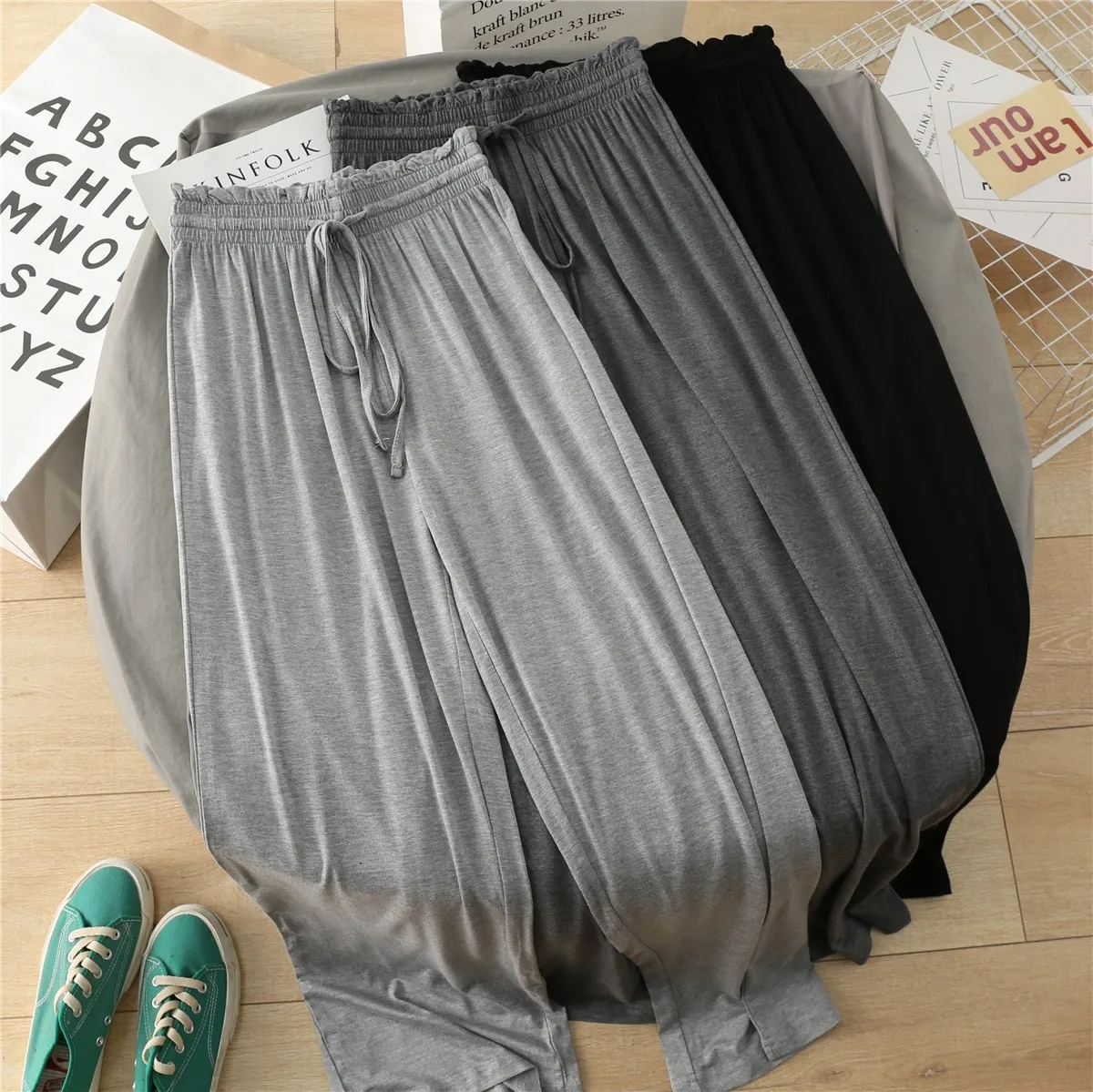 

Comfy Soft Women's Loose Straight Casual Thin Pants Women Spring Summer High Sagging Sensation Simple Trousers Cheap Wholesale