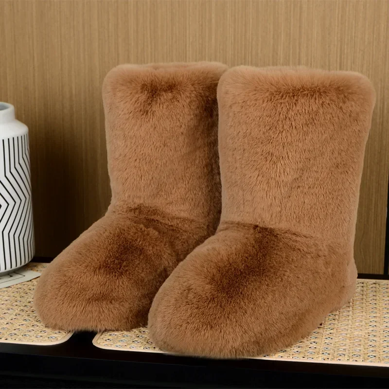 Winter Fuzzy Boots 2024 Women Furry Shoes Fluffy Fur Snow Boots