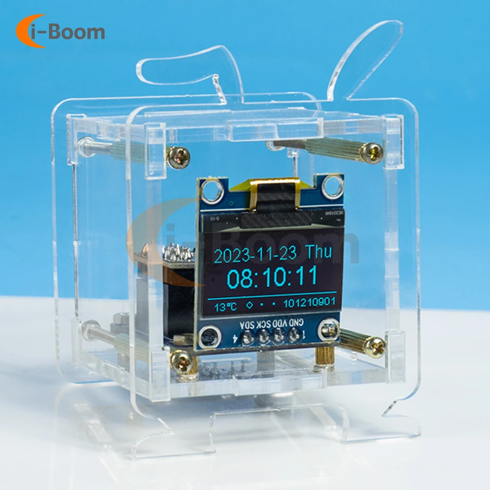 

ESP8266 Mini Electronic Clock DIY Kit Oled Display Wifi Networking With Case DIY Welding Accessories Welding Practice Module