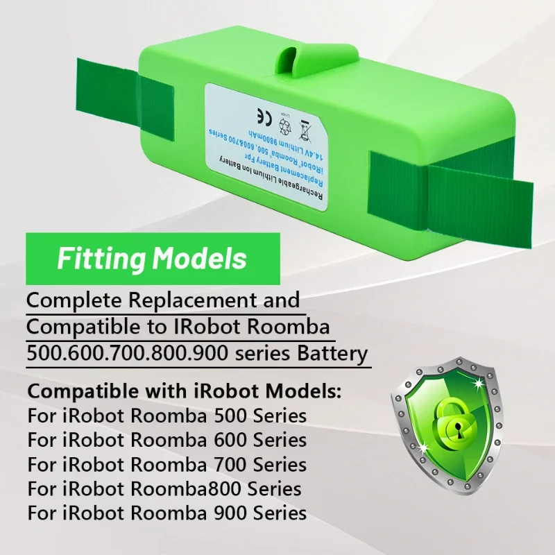 

2023 14.4v 4.8Ah/6.8Ah/9.8Ah/ Lithium Rechargeable Battery For iRobot Roomba 500 600 700 800 Series 560 620 650 700 770 780 880