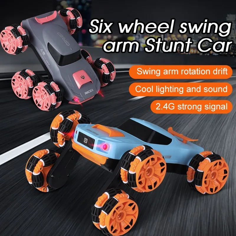 

New Six-wheel Remote Control Deformation Car Stunt Swing Arm Dump Car Off-road Climbing Car Children's Toys English Packaging