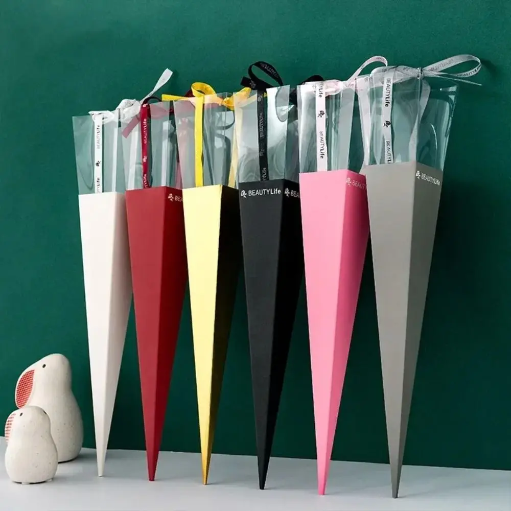 10 Stück einzelne Rose klar Fenster Bouquet Box PVC Fenster Display Valentinstag Bouquet Geschenk papier Party Dekor Farbe Geschenk box