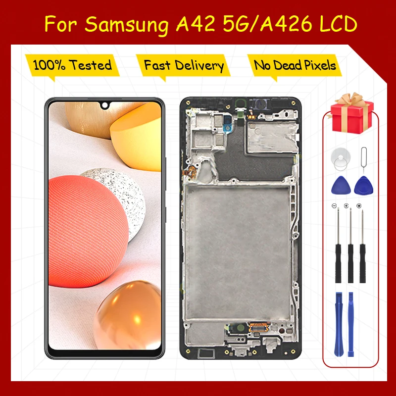 

1PCS A426 Display For Samsung Galaxy A42 5G LCD Touch Digitizer A426B A426U A426N Assembly Replacement With Frame