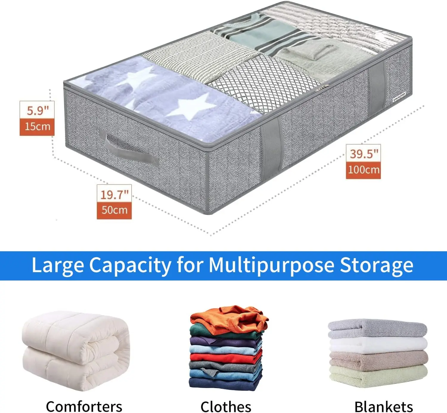 Underbed Storage Bags Organizer, 4 Pack Large Capacity Under Bed Storage Containers with Reinforced Handles 4