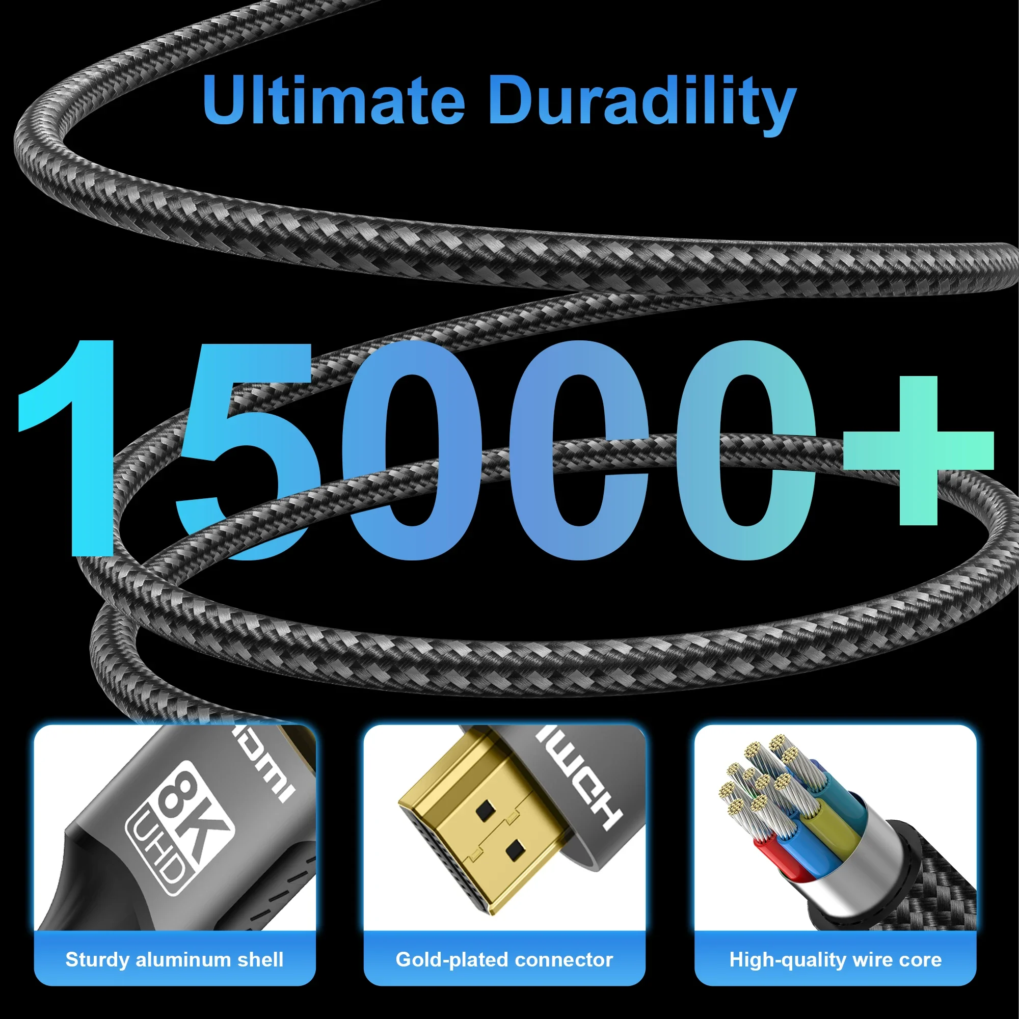 EARC ARC HDCP 초고속 HDR HDMI 2.1 케이블, RTX 비디오 케이블, PC 노트북 프로젝터, HD TV, PS5 용, 4K @ 120Hz, 8K @ 60Hz, 48Gbps