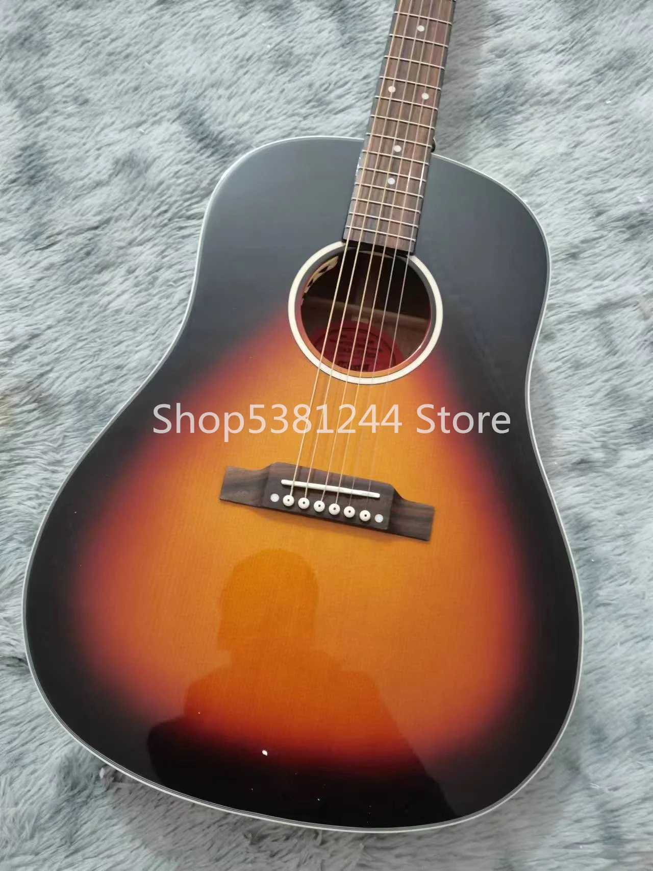 6弦アコースティックJ45ギター、夕焼け色のペイント、スプルース無垢材