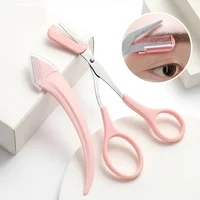 Karsyngirl 1/2/3Pcs Eyebrow Trimming Knife Eyebrow Face Razor For Women Eyebrow Scissors With Comb Brow Trimmer Scraper 2