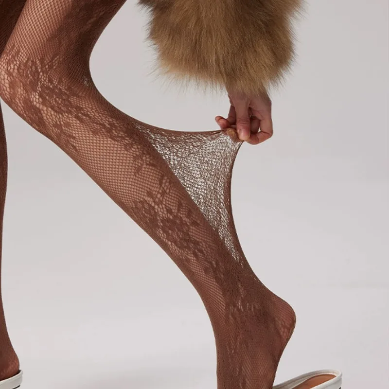 Stretch lace hosiery designed for dresses, skirts, and evening looks