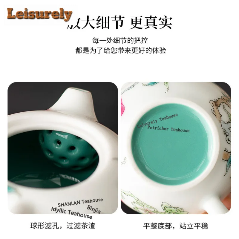 Five Peach Tea Set Complete Set Zen Porcelain Bowls Tea Tools Set Tea Ceremony Set Household Teapot and Tea Cup Set for Tea Gift