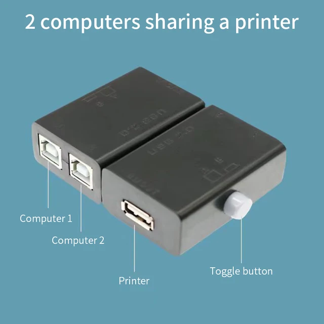 Устройство для совместного использования USB-принтера 2-в-1 выключатель совместного использования принтера 2-портовый ручной KVM коммутационный разветвитель конвертер Прямая поставка 3