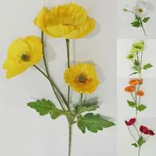 

Artificial Flowers Colorful Decorative Fake Flowers Poppies Beautiful 4 Heads Classic Flowers Home Party Wedding Decoration