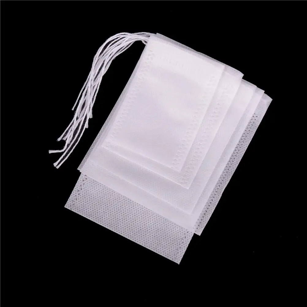 

100Pcs Non-woven Empty Teabags String Heat Seal Filter Paper Herb Tea Bags